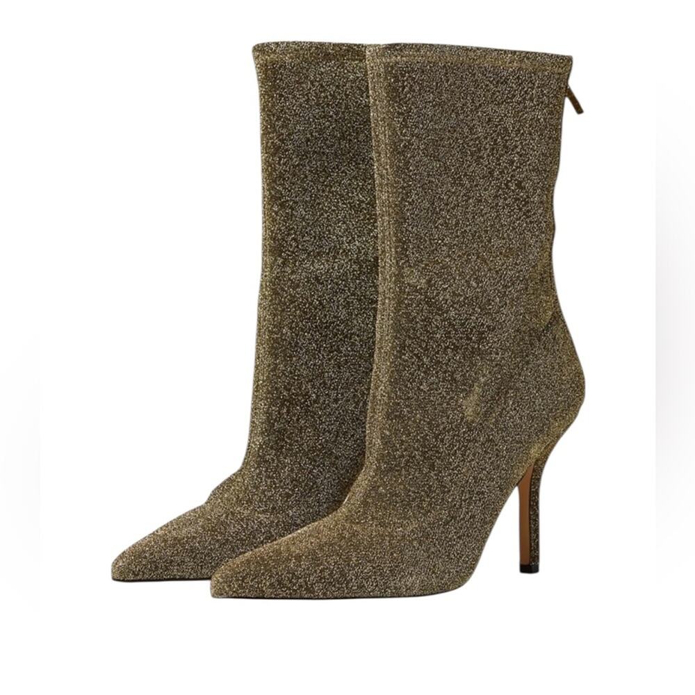 NWOT Marc Fisher LTD Breezy Gold Glitter Boots - Sz 9